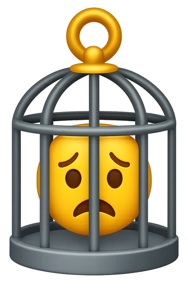 Disturbi alimentari visti come una gabbia stile emoji iphone. sticker