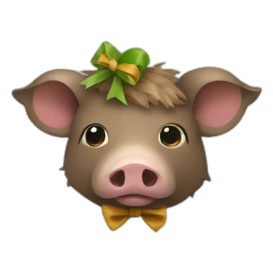 boar wrapped in a bow sticker