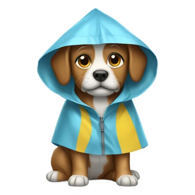 Dog wearing a raincoat sticker