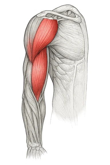 tricipite visto anatomicamente , colora solo il tricipite, il resto fallo in bianco e nero sticker