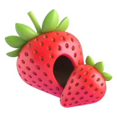 strawberry in Google emoji art style, with a bite taken out sticker