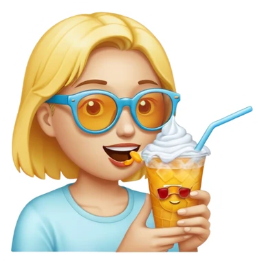 Une personne qui mange une glace avec des lunettes de soleil sticker