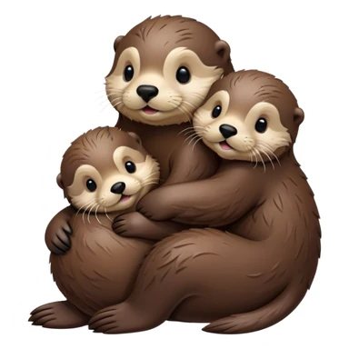 Disney-style, sea otter mom and sea otter pup snuggling sticker