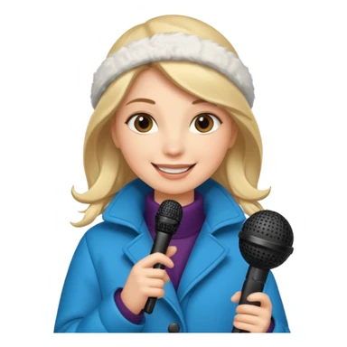 woman with winter clothes holding microphone sticker