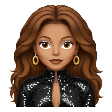 Janet Jackson with brown hair, black sequin outfit sticker