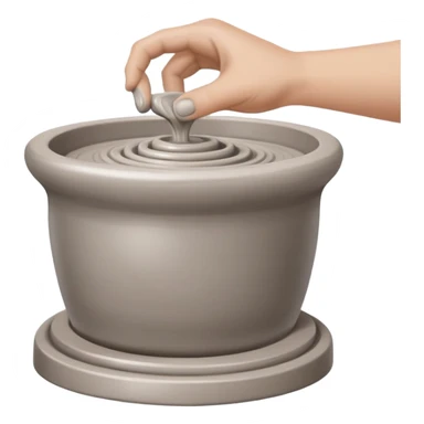 thumb pressing side of clay onto a silver pottery wheel, thumb at the bottom of the clay, pottery gesture sticker