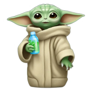 baby yoda with bottle sticker