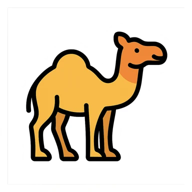 camel icon in color outline style sticker
