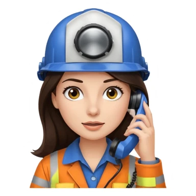 okay now do a brunette girl with long dark brown hair. rolling her eyes as she is on a phone call and is wearing a engineer helmet  sticker