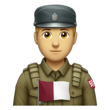 a soldier holding a Latvian flag sticker