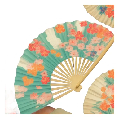 Japan Hand fan rad sticker