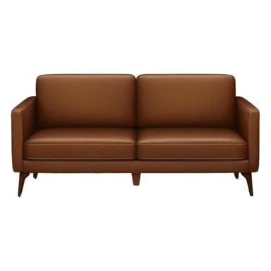 Brown leather mid century-modern couch from WestElm sticker