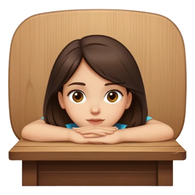  A brunette girl peering up from behind a table face view  sticker