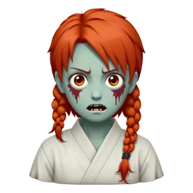 zombie emoji Paklov, dark orange red hair, hair styled in the shape of megumi from jujutsu kaizen, homem, cabelo espetado  sticker