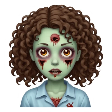 a zombie girl, the hair is curly and bruenette sticker