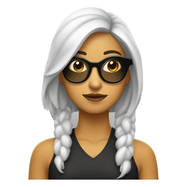 Chica blanca con pelo suelto negro y lentes linda  sticker