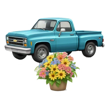 Chevy truck with flowers sticker