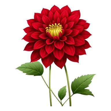 single Red Dahlia, straight stem sticker