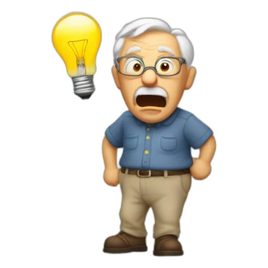 old man yells at lightbulb sticker