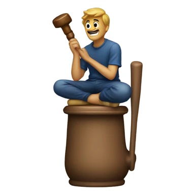 Guy sitting on a plunger sticker