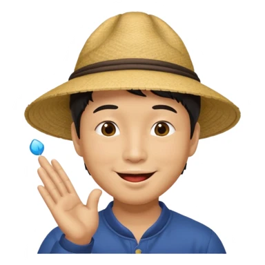 asian man in asian hat blowing a kiss sticker