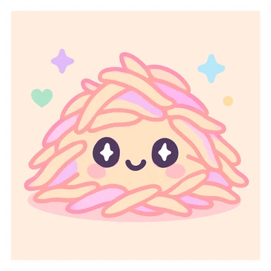 shredded chicken, kawaii style, cute face sticker