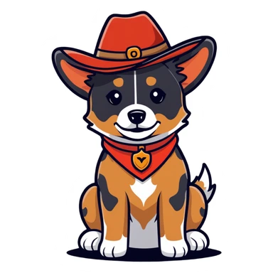 Red heeler dog with cowboy hat sticker