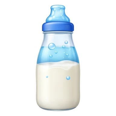 baby Milk bottle with blue cap and bubbles sticker