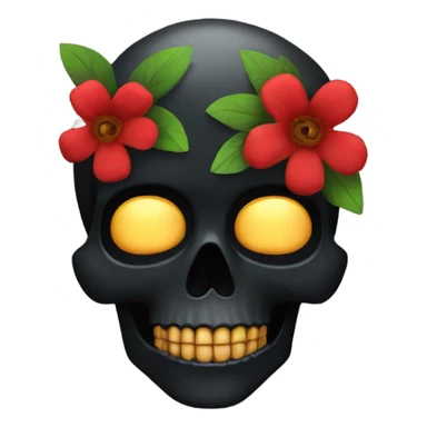 black skull with red flowers sticker