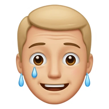 Smiling man with crying face  sticker