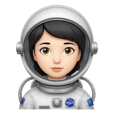 Young, female, astronaut suit, short black hair, white skin
 sticker