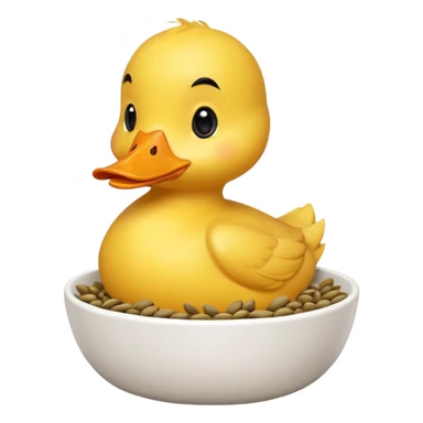a yellow duck eating sunflower seeds from a bowl sticker