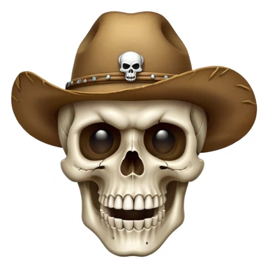 skull wearing a cowboy hat with mewing expression sticker