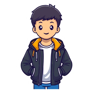 teenage boy wearing a jacket sticker