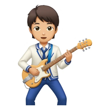 Japanese high school boy performing in a band at school cultural festival sticker