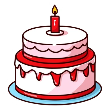 red birthday cake sticker