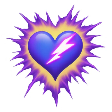 blue heart with purple lightning all around it sticker