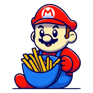 Mario eating french fries sticker