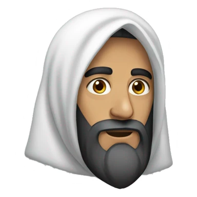 An Arab man wearing a hood and long beard sticker