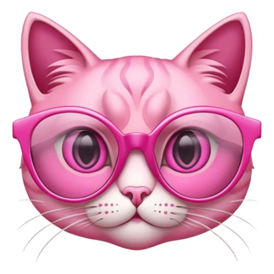 pink cat-eye glasses, retro style with upswept frames and pink lenses sticker
