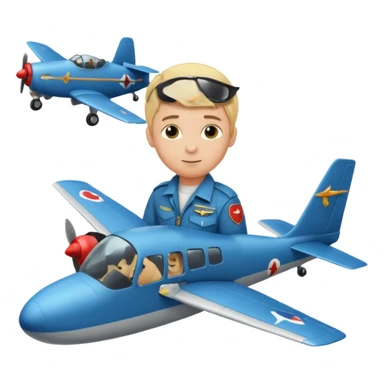 Blonde short hair boy flying a plane into a tower sticker