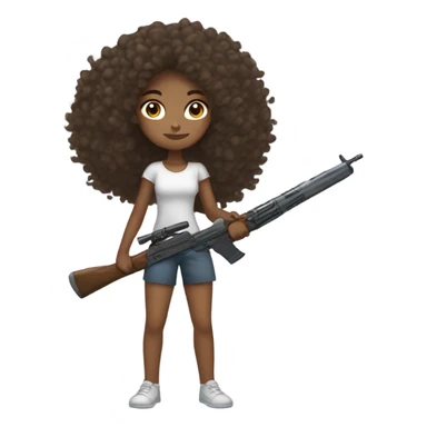 girl with curly hair with weapon sticker