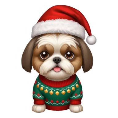 Small all OVER dark grey faced shih tzu christmas sweater hat sticker