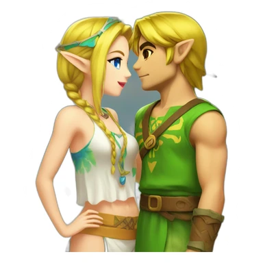 Zelda and link kiss with beach clothes sticker