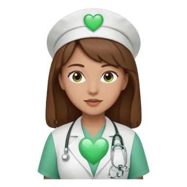 Brown hair Nurse with green heart and Gypsophila surround her  sticker