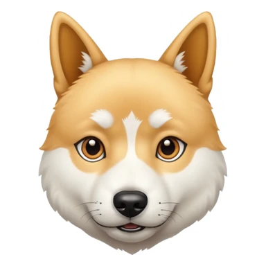White Jindo dog has shrap face sticker