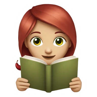 Cherry red hair, green eyes, girl reading a book sticker