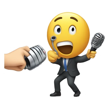 person with a microphone in the hand, is letting microphone fall down sticker