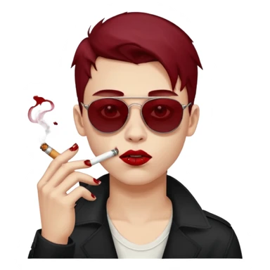 boy high fashion model with piercing sunglasses blood smoking cigarette sticker