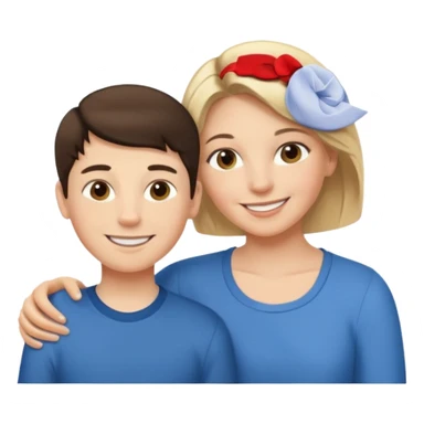 Matka brunetka se raduje se svým dvanáctiletým blonďák synem sticker